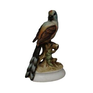 Vintage Lefton China Bird Figurine KW 1184 Flycatcher Handpainted Porcelain 4.5"